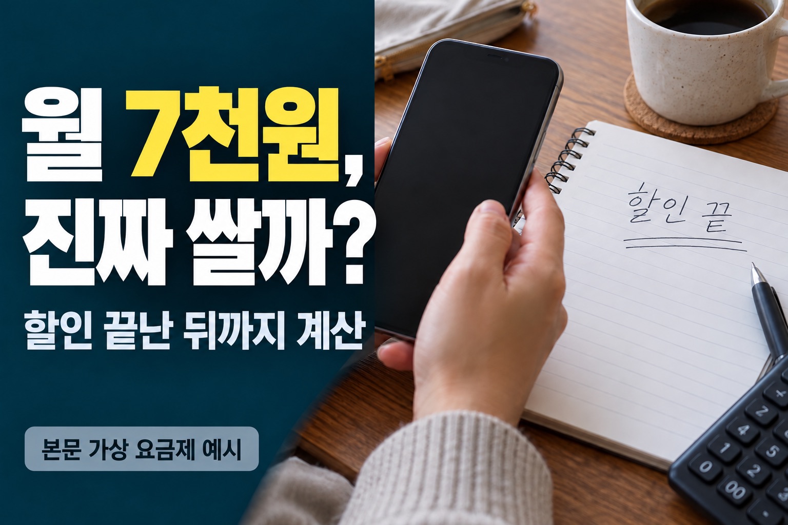 월 7천원, 진짜 쌀까? 할인 끝난 뒤까지 계산하는 본문 가상 요금제 예시